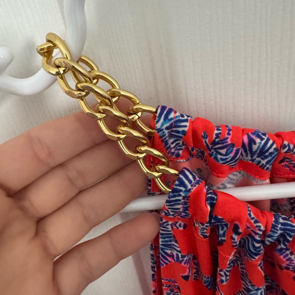 Lilly Pulitzer Bowen Halter Top Picante Coral Heebee Zeebees Orange Zebra
S: XS - Picture 3 of 6